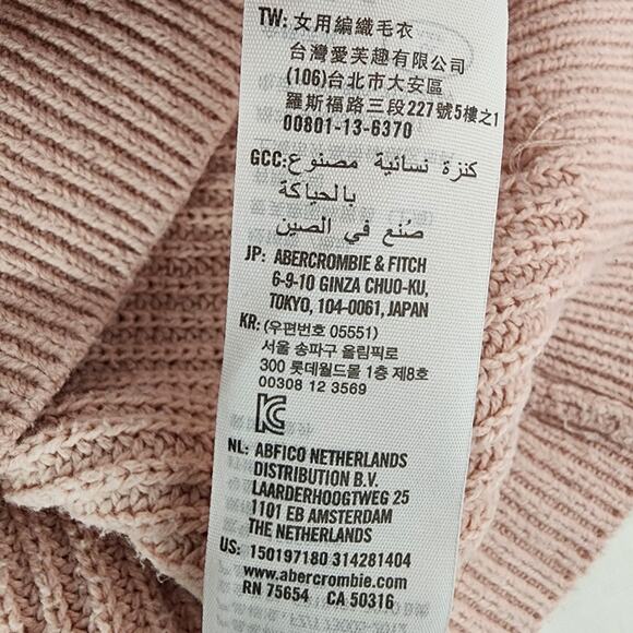 Abercrombie & Fitch Womens Pullover Sweater Large Pink Ribbed Button Detail Knit - Picture 10 of 13